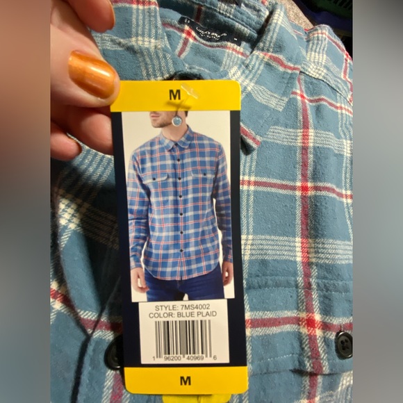 Lucky Brand Blue Plaid Casual Button Down Shirt - Picture 5 of 9